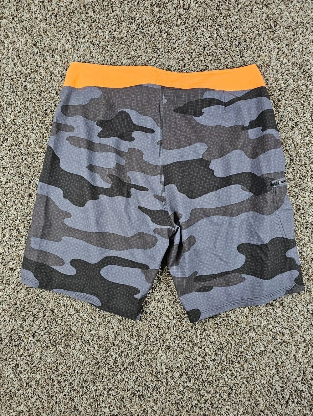 Mens Sz 36 4 Way Stretch Featherlight Board Shorts US Navy Camo Print Orange